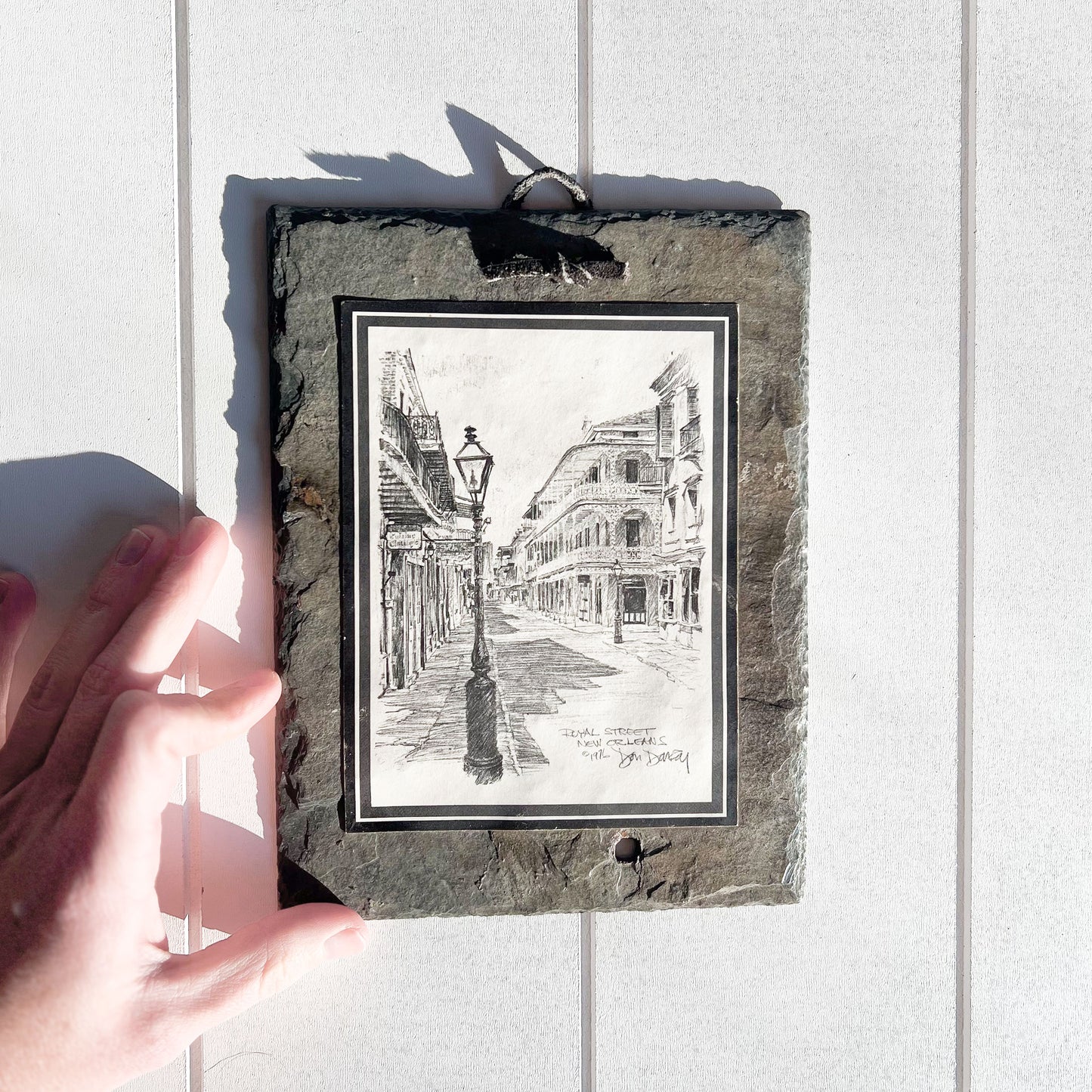 1976 New Orleans Royal Street Don Davey Slate Wall Art, Vintage Decor, Thrifted Decor, New Orleans Decor
