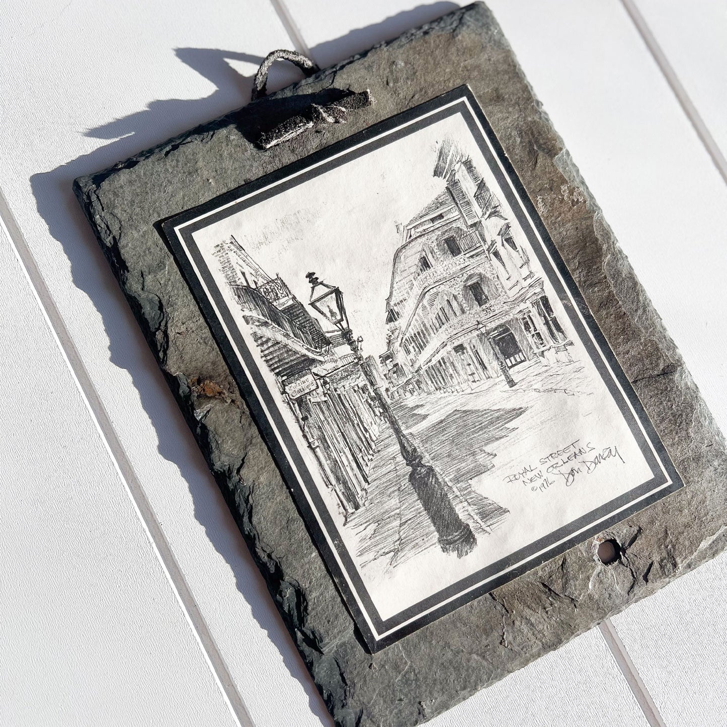 1976 New Orleans Royal Street Don Davey Slate Wall Art, Vintage Decor, Thrifted Decor, New Orleans Decor
