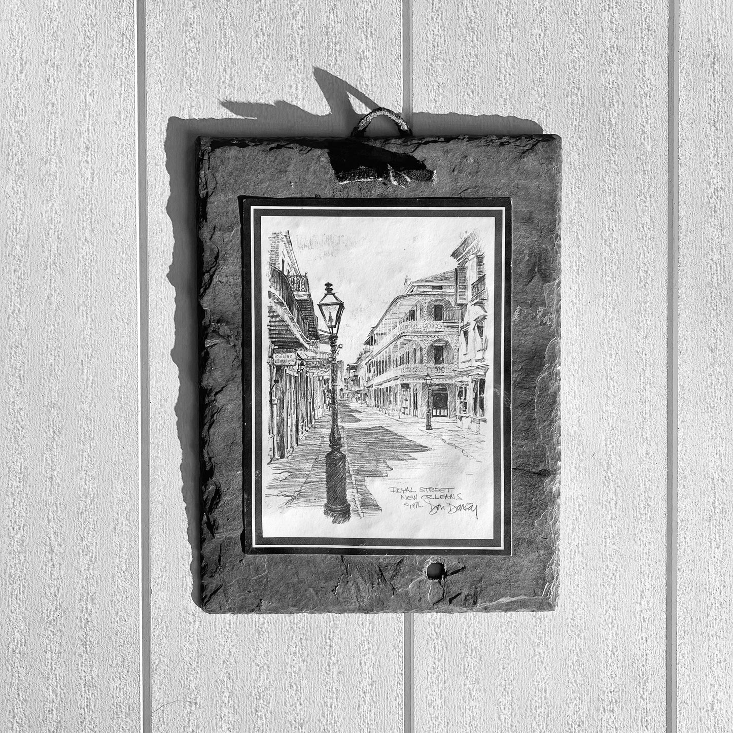 1976 New Orleans Royal Street Don Davey Slate Wall Art, Vintage Decor, Thrifted Decor, New Orleans Decor