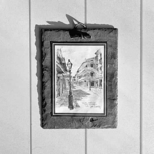 1976 New Orleans Royal Street Don Davey Slate Wall Art, Vintage Decor, Thrifted Decor, New Orleans Decor