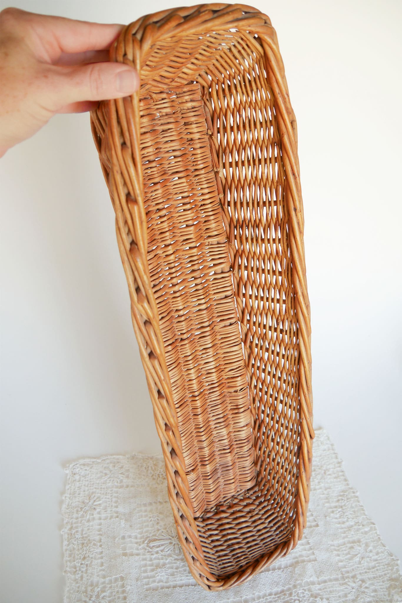 24in Wicker Basket Tray, Basket Table Runner Vitnage Farmhouse Baskets Farmhouse Basket Decor Farmhouse Dining Decor Vintage Basket Decor