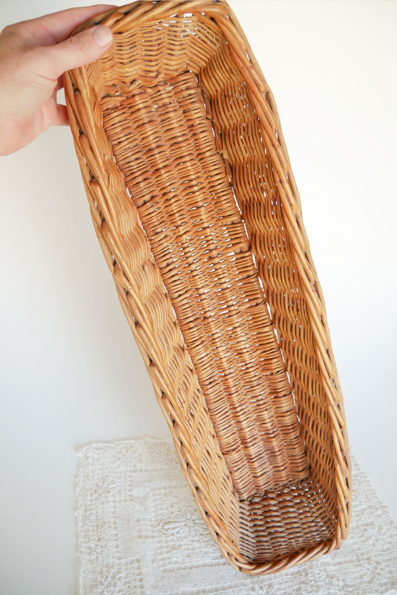 24in Wicker Basket Tray, Basket Table Runner Vitnage Farmhouse Baskets Farmhouse Basket Decor Farmhouse Dining Decor Vintage Basket Decor