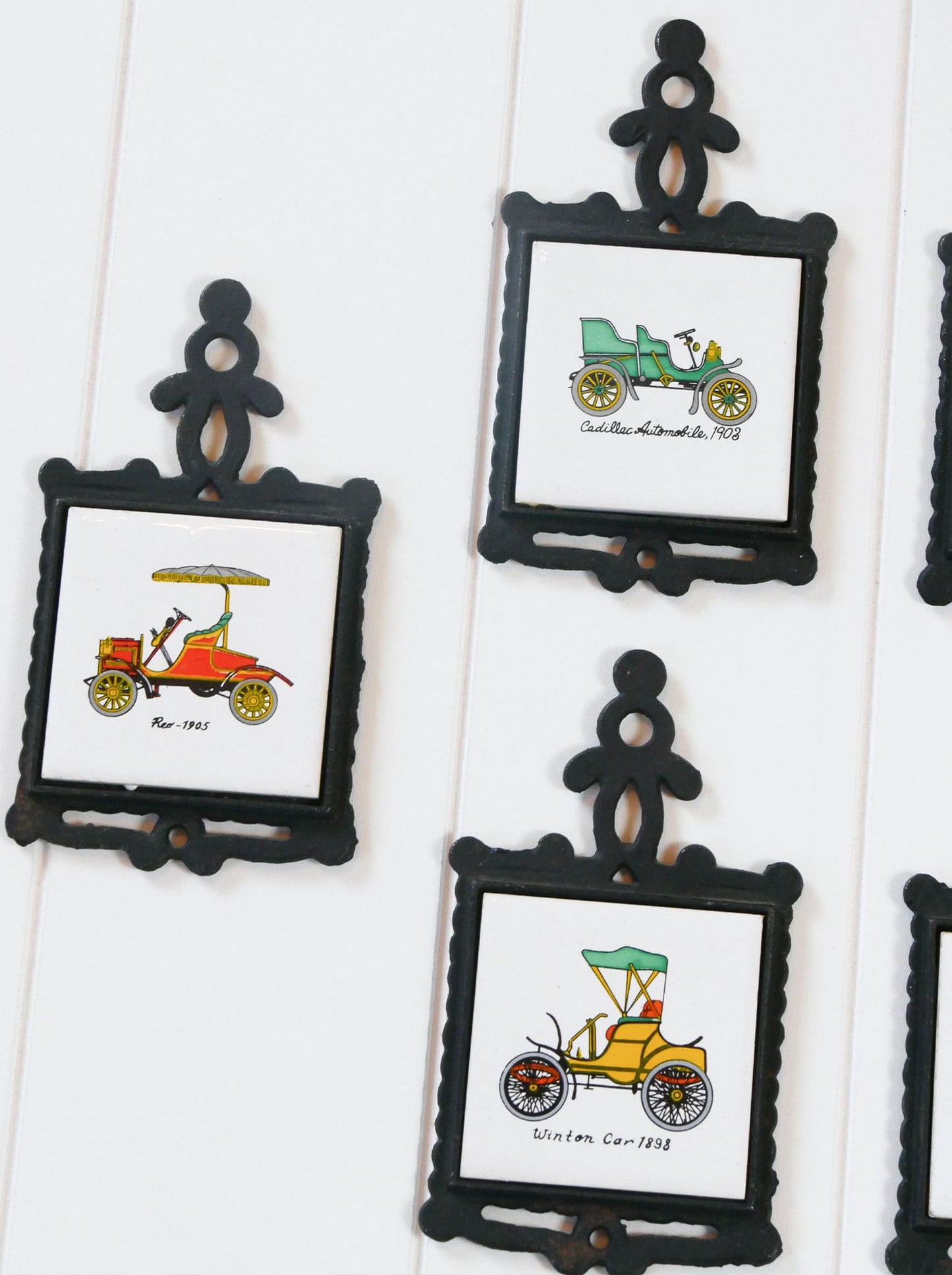 Vintage Automobile Cast Iron Trivet (6ct.), Antique Car Wall Decor, Vintage Car Wall Decor