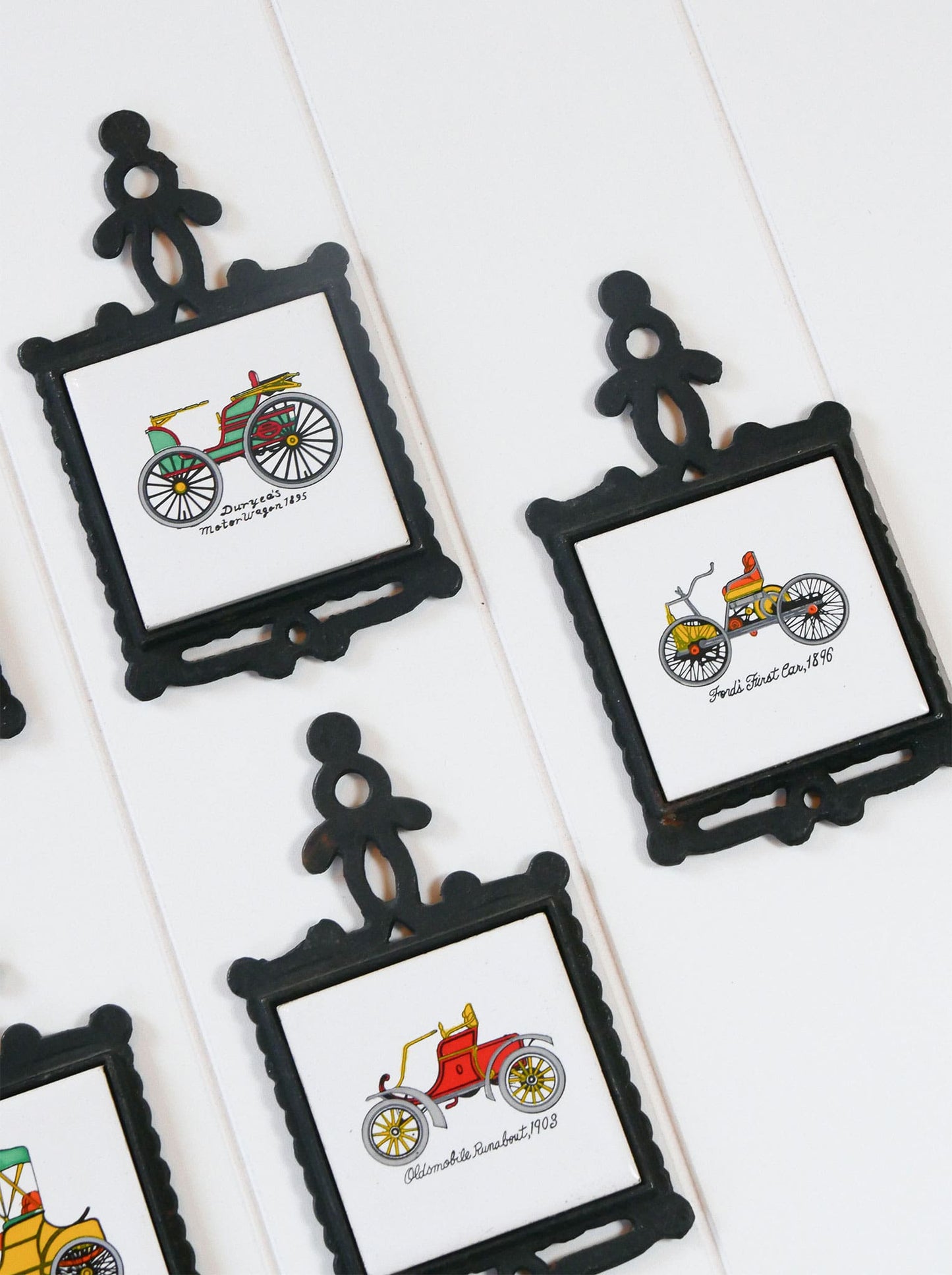 Vintage Automobile Cast Iron Trivet (6ct.), Antique Car Wall Decor, Vintage Car Wall Decor