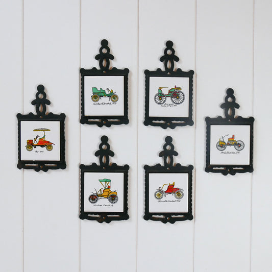 Vintage Automobile Cast Iron Trivet (6ct.), Antique Car Wall Decor, Vintage Car Wall Decor