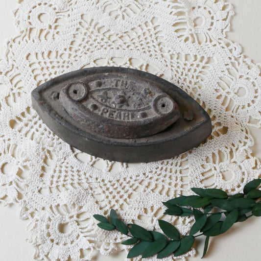 Antique Peare Branded Sad Iron, Cast Iron Door Stopper or Paper Weight, Vintage Sad Iron, ANtique Sad Iron