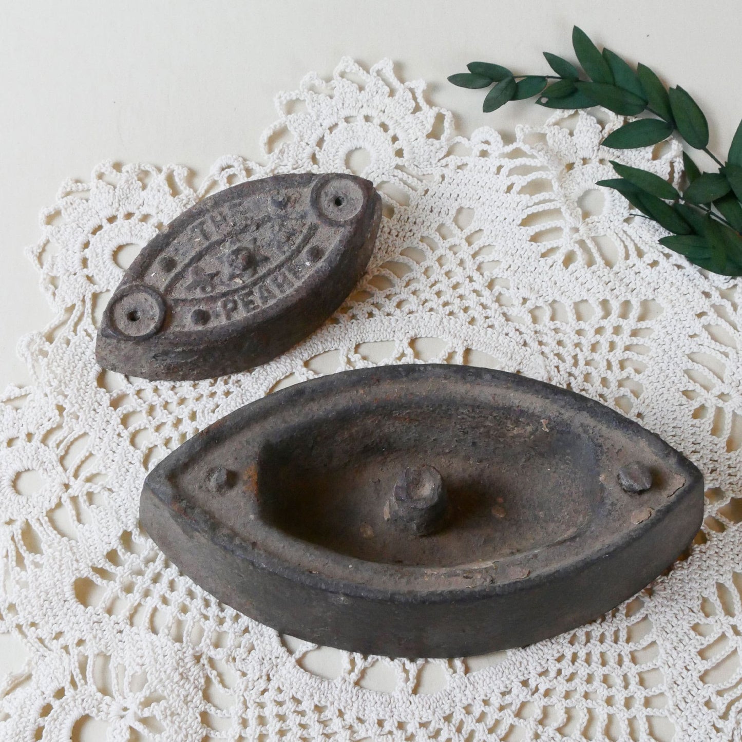 Antique Peare Branded Sad Iron, Cast Iron Door Stopper or Paper Weight, Vintage Sad Iron, ANtique Sad Iron