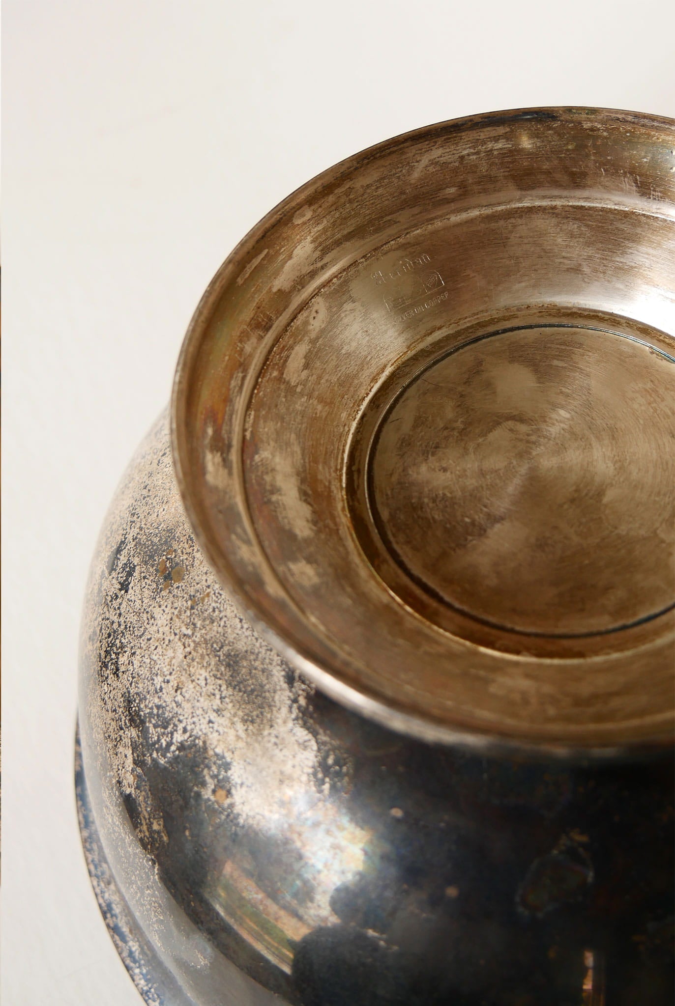 Vintage Sheridan Silver Co. Paul Revere Pedestal Bowl, Silver on Copper, Silver Copper Bowl, Vintage Heavy Patina Pedestal Bowl, Vintage Colonial BOwl, Vintage Colonial Decor