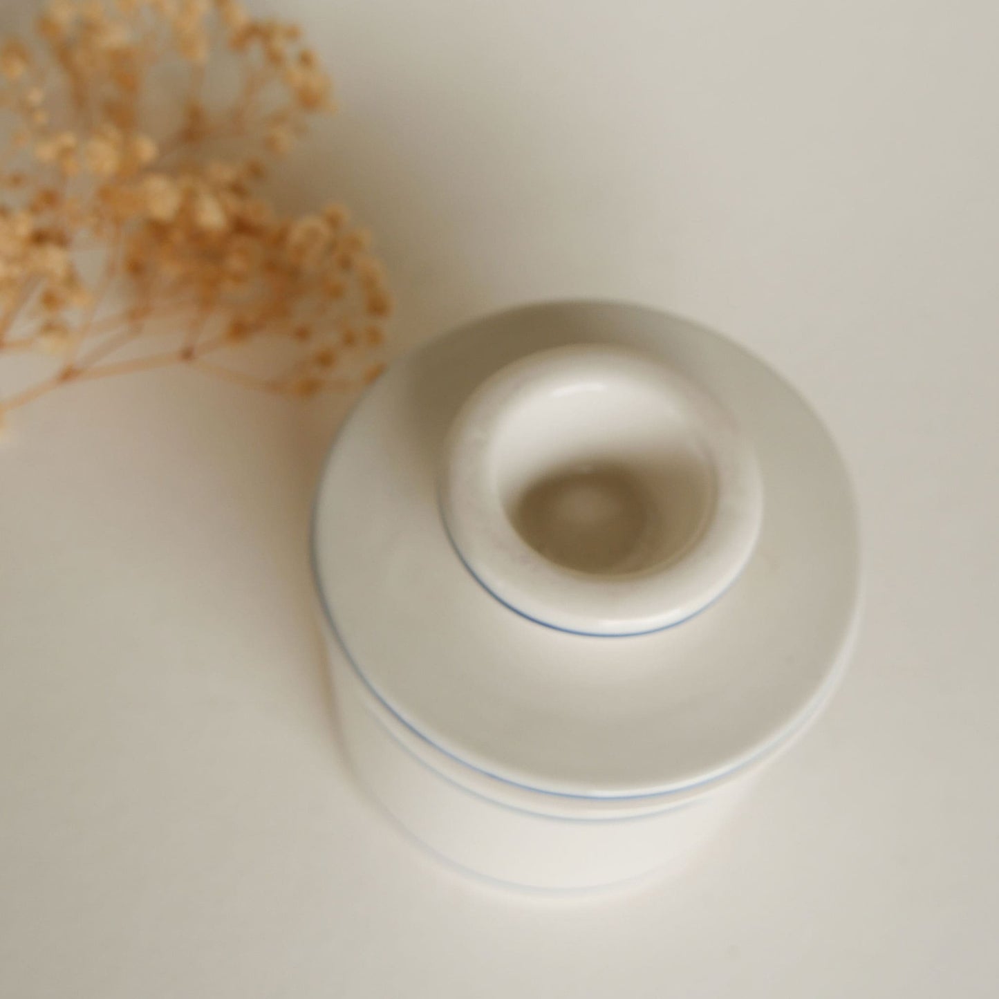 Blue Stripe Butter Keeper Stoneware, Vintage Farmhouse Stoneware, Farmhouse Blue Striped Stoneware Dish with Lid