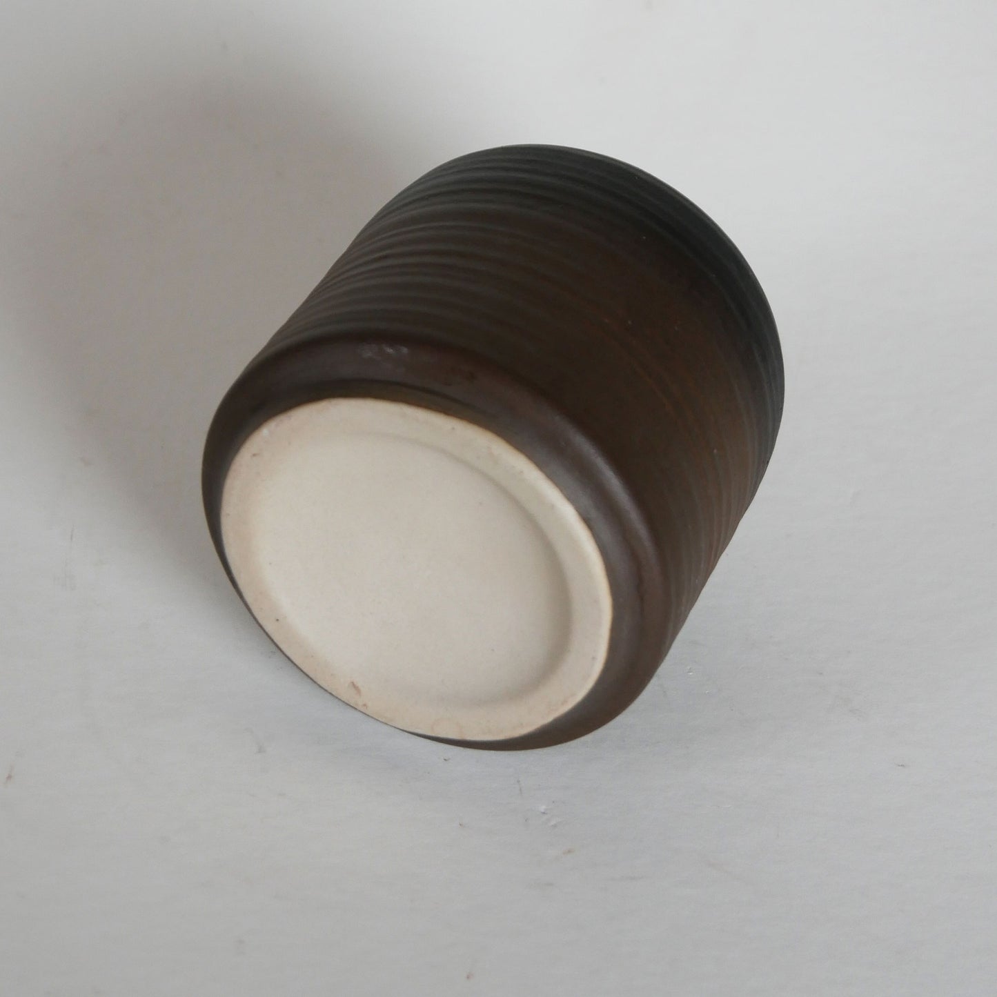 Two Tone Matte Brown and Black Pottery Jar, Flat Matte Pottery Vase, Brown and Black Pottery Vase