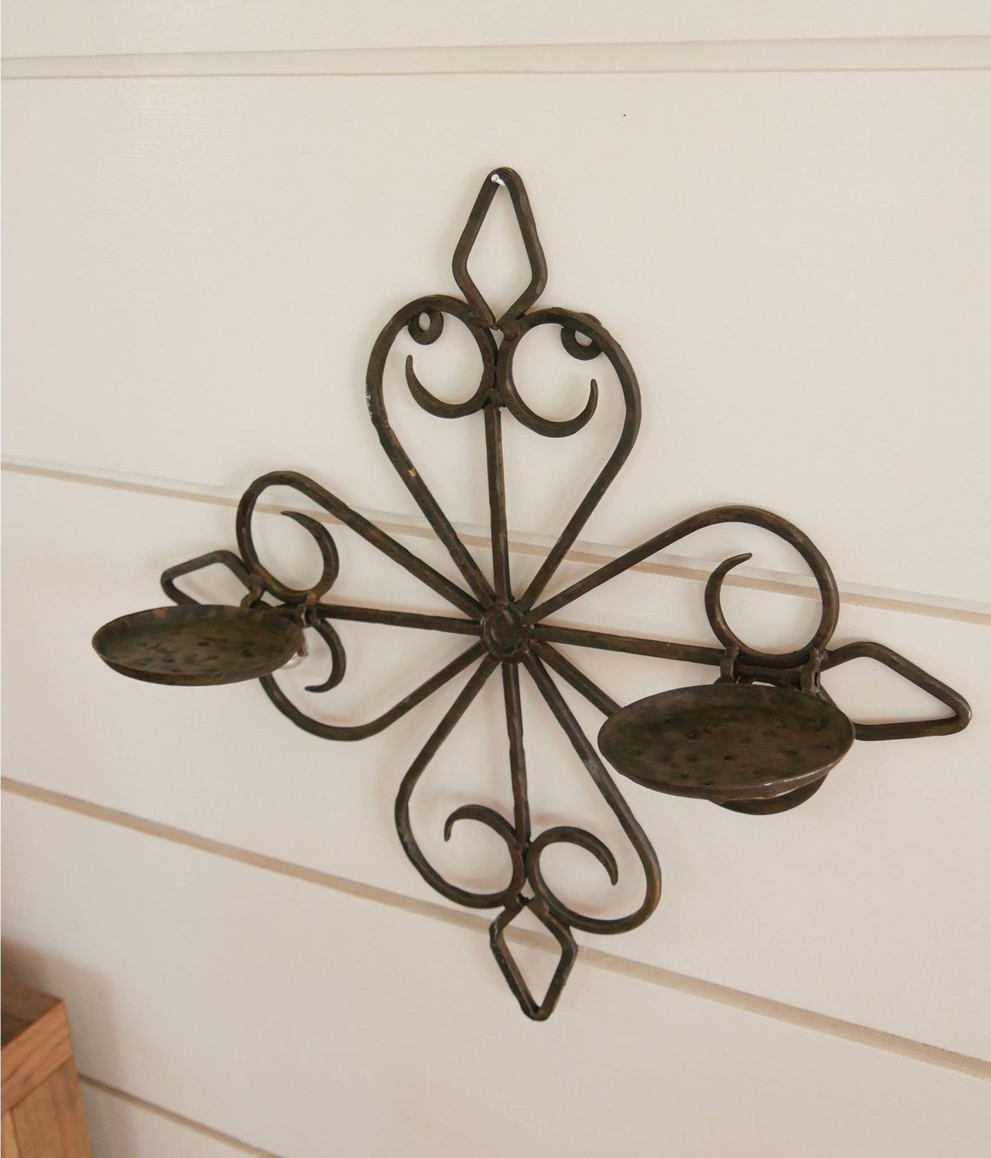 Cast Iron Sconce Double Pillar Candle Holder, Wrought Iron Double Pillar Candle Wall Sconce, Double Candle Wall Sconce, Farmhouse Cast Iron Wall Sconce