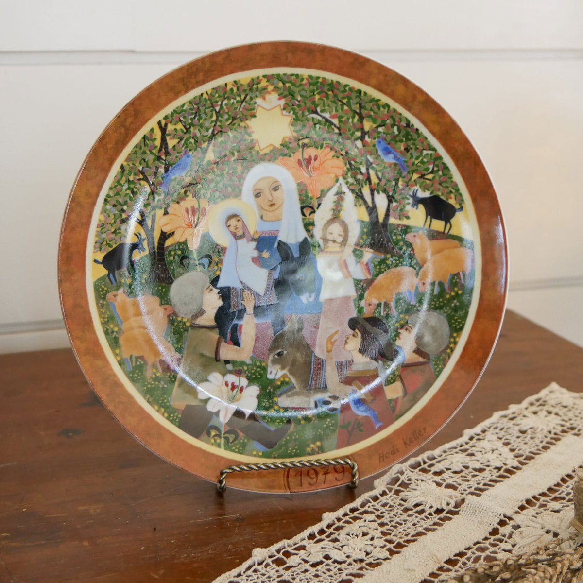 1979 "Adoration" Decorative Plate, Folk Art First Christmas Scene, Folk Holiday Wall Deocr, Vintage Folk Wall Decor, Vintage Folk Christian Wall DEcor, Vintage Christmas Wall Decor, Vintage Folk Christmas Scene Wall Decor