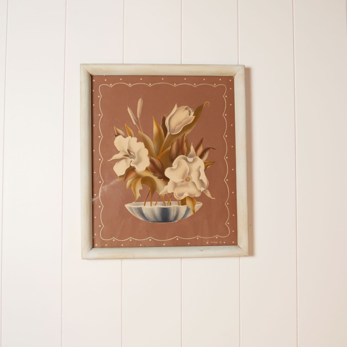 Framed 1940s Turner Floral Print 12inx14in Vintage Turner Floral Art