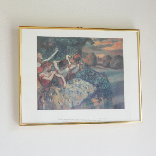 Vintage Gold Framed 'Four Dancers' Reproduction Print, Edgar Degas Vintage Ballet Artwork Vintage Ballerina Print Four Dancers Print
