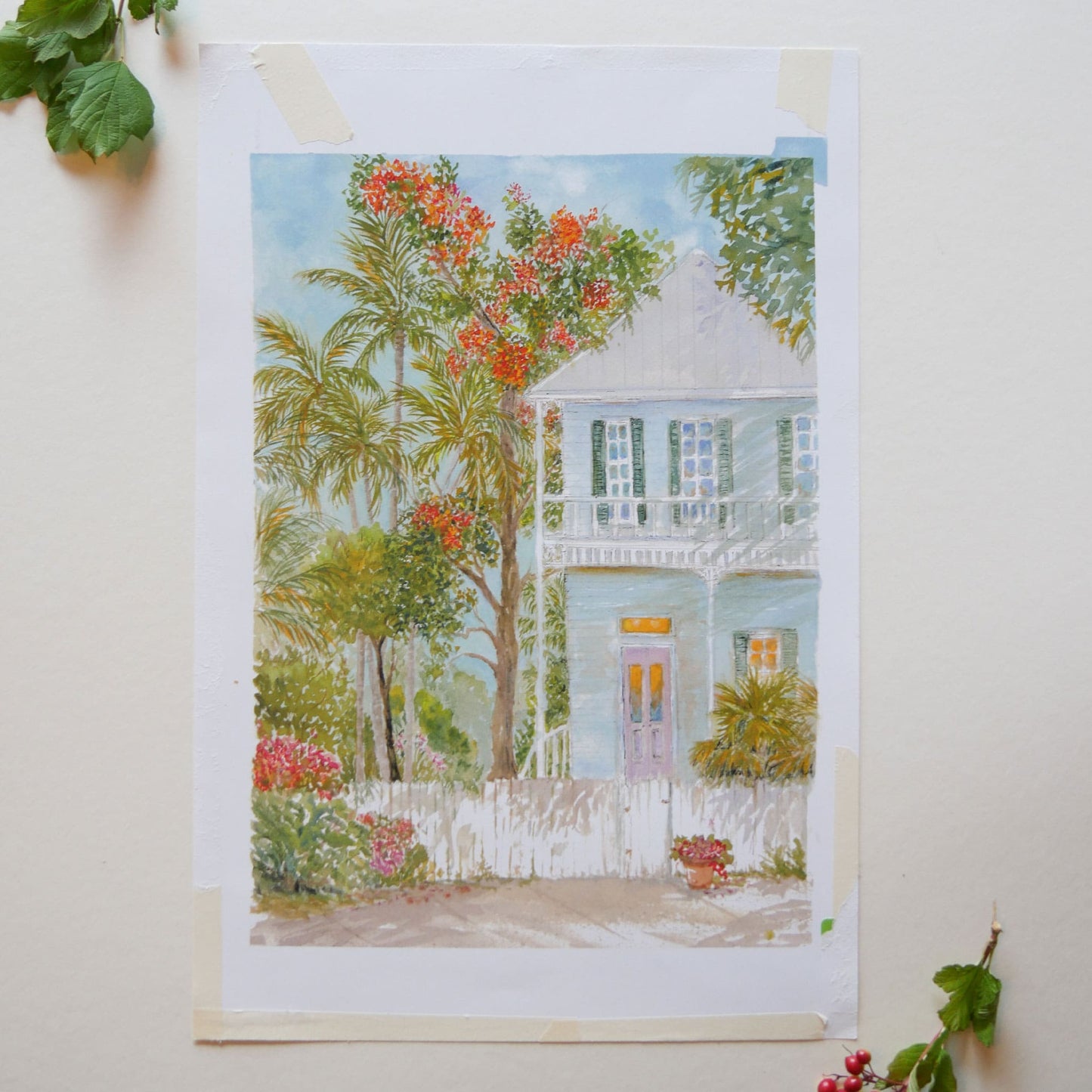 Key West Home Watercolor Print, Tropical Watercolor Print, Key West Watercolor Print