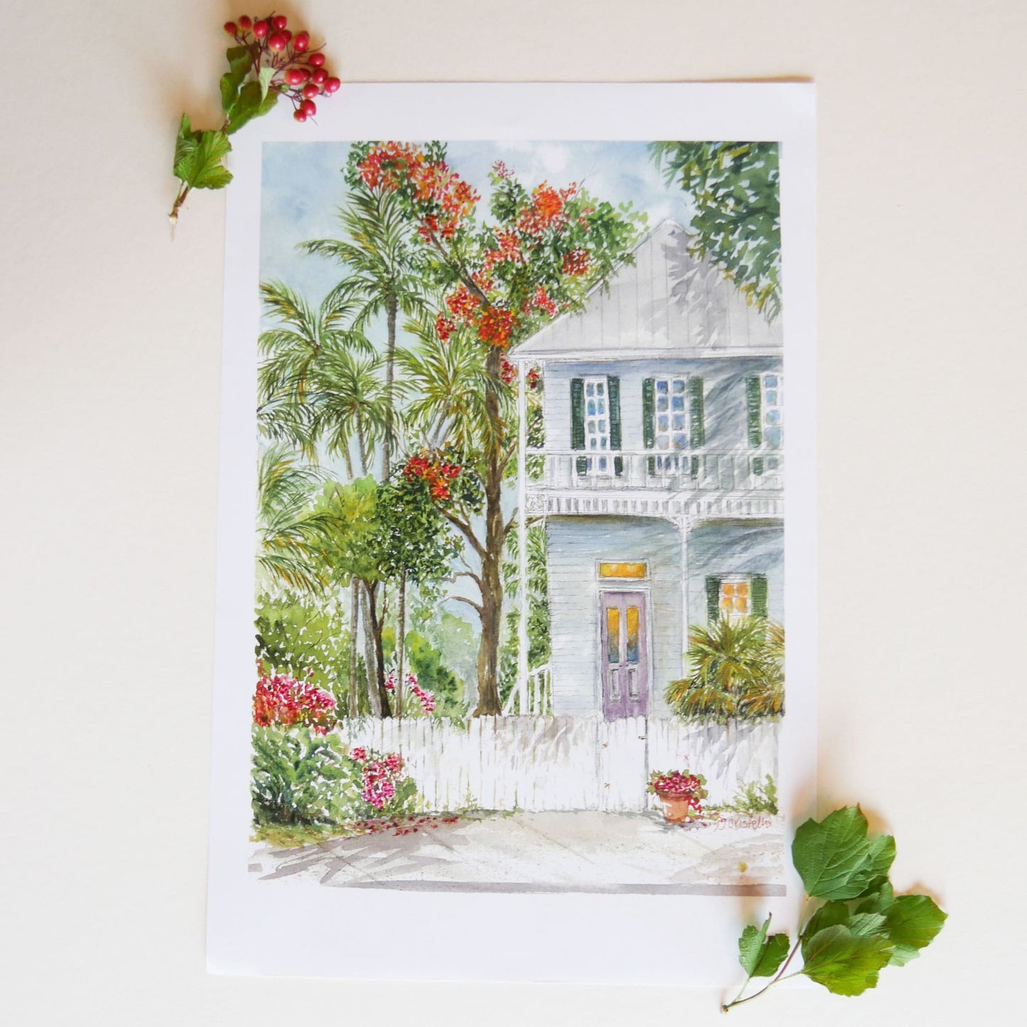 Key West Home Watercolor Print, Tropical Watercolor Print, Key West Watercolor Print