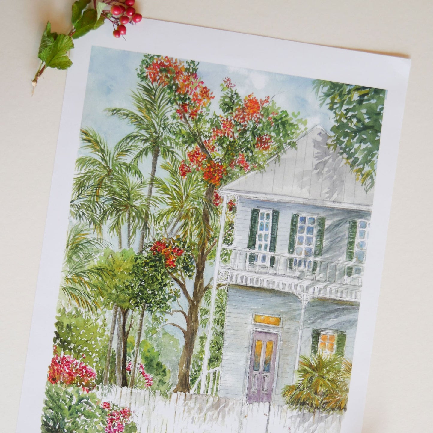 Key West Home Watercolor Print, Tropical Watercolor Print, Key West Watercolor Print