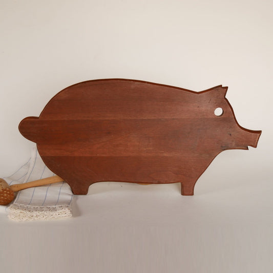 Vintage Pig Cutting Board, Large Dark Wood Pig Cutting Board, Vintage Farmhouse Kitchen Cutting Board