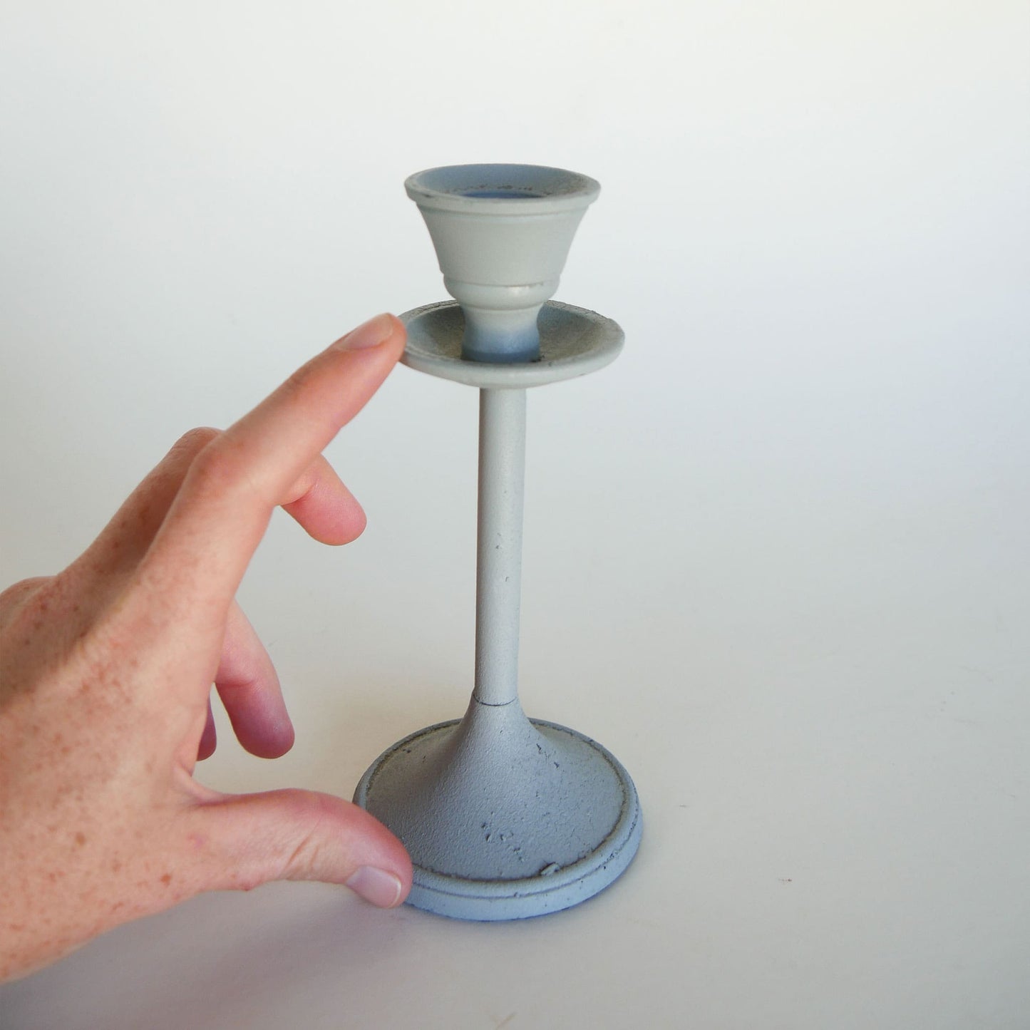 Light Blue 7/8in Tapered Candlestick Holder, Vintage Blue Candlestick Holder, Nautical Candlestick Holder, Coastal Candlestick Holder, VIntage Nautical Decor, Vintage Coastal Decor