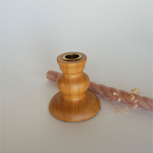 4in Light Wood Candlestick Holder, Farmhouse Wood Candlestick Holder, Wood Tapered Candlestick Holder