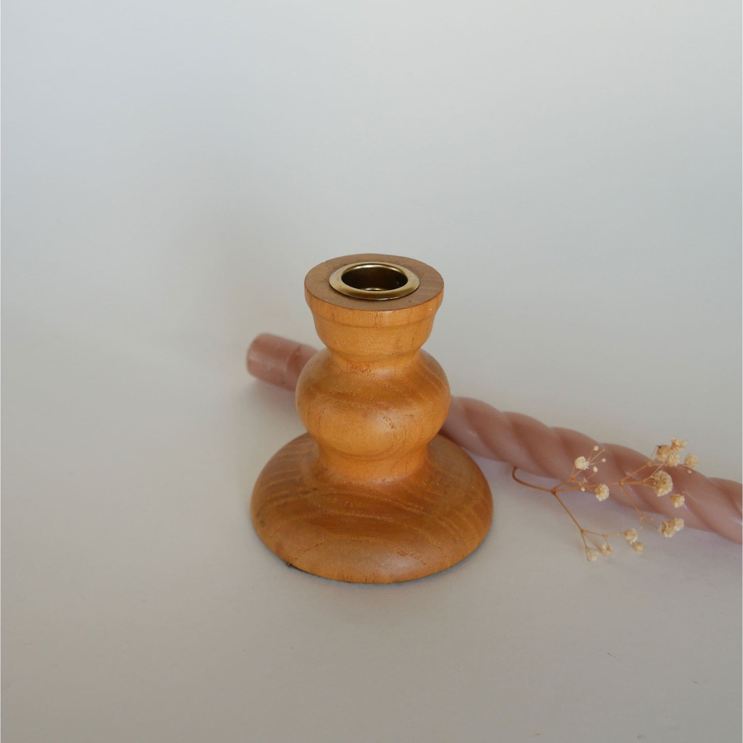 4in Light Wood Candlestick Holder, Farmhouse Wood Candlestick Holder, Wood Tapered Candlestick Holder