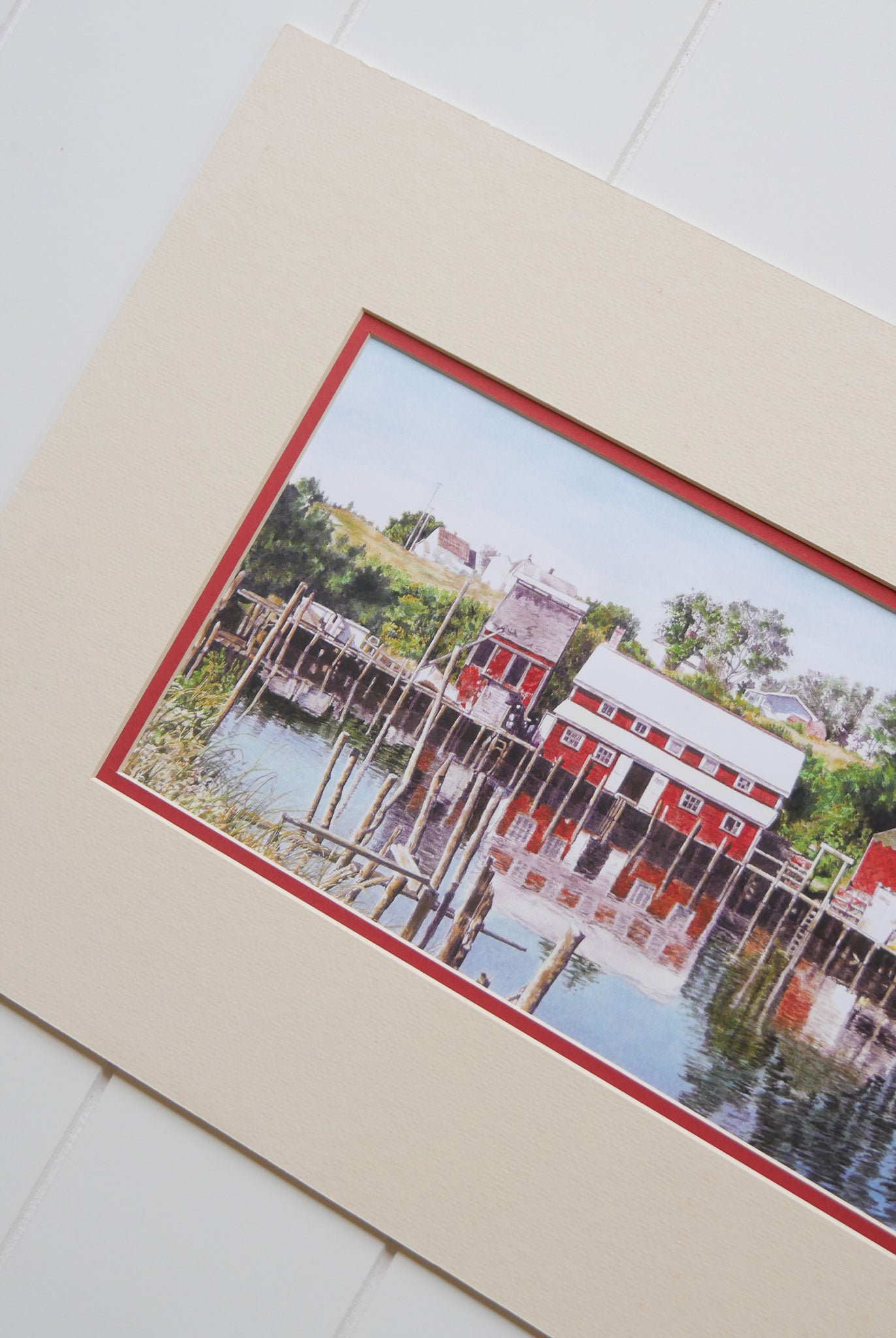 Matted Unframed Grand Manan Dock, Nova Scotia Print, By Ellen Stuke Hann