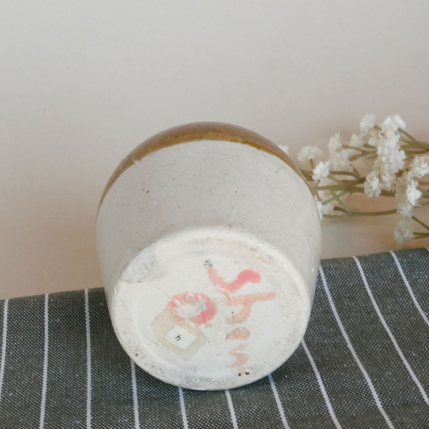 Mini 4in Light Brown and Tan Handle Crock, Vintage Crocks, Two Two Crocks, Mini Crocks