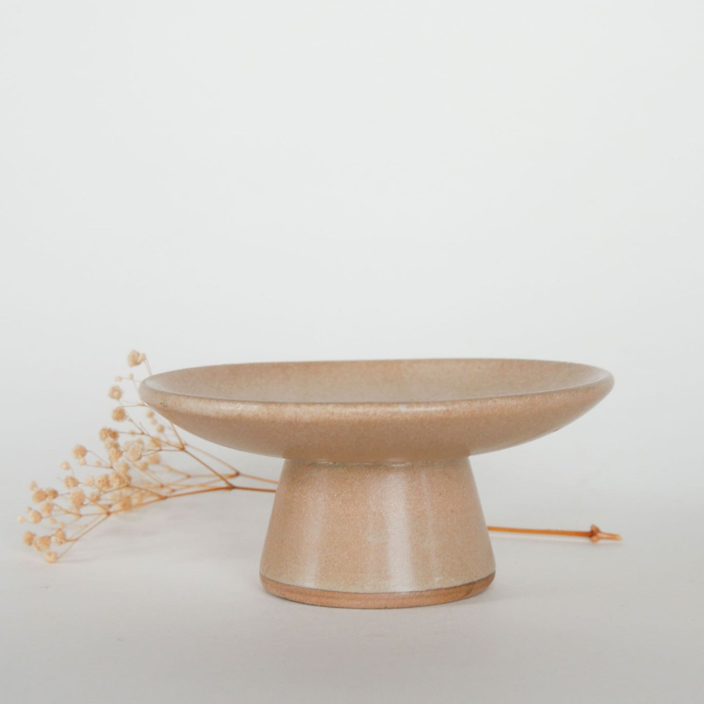 Mini Taupe Pottery Pedestal Stand, Mini Pottery Pedestal, Mini Tan Pottery Stand, Mini Cupcake Stand, Pottery Stand