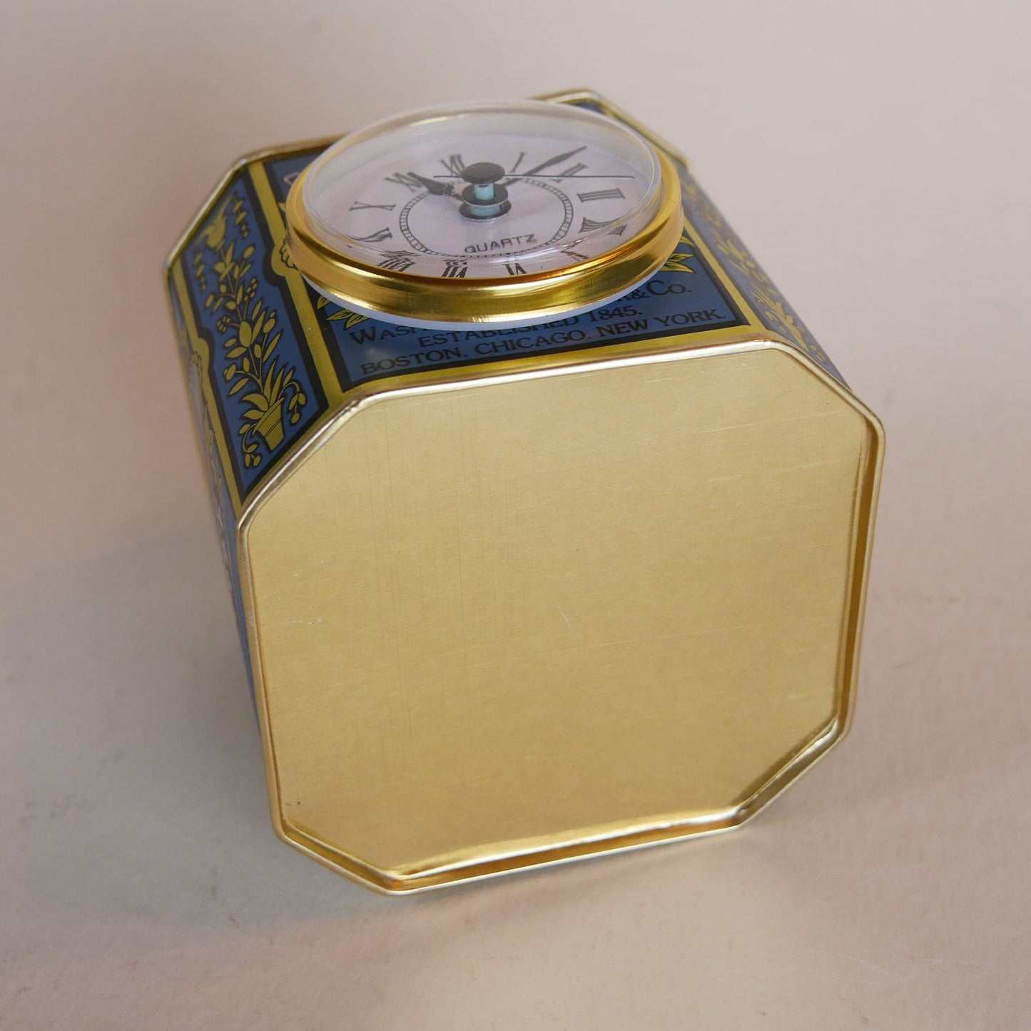 Ocean Queen Blend Coffee Tin Clock, Vintage Tea Tin, Vintage Ship Tin, Vintage Coffee Tin and Clock