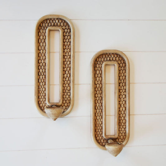 Pair of Vintage Homco Faux Wicker Sconces
