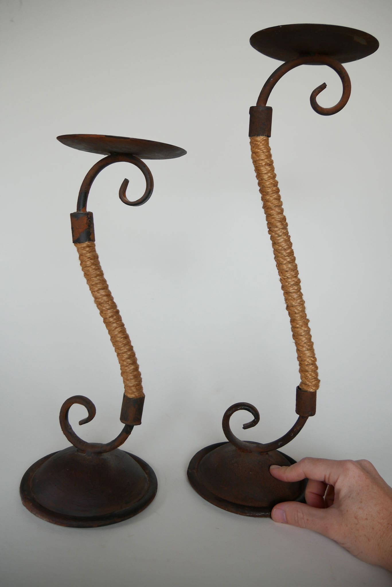 Pair of Rustic Candleholders, Farmhouse Dining Decor, Primitive Dining Decor