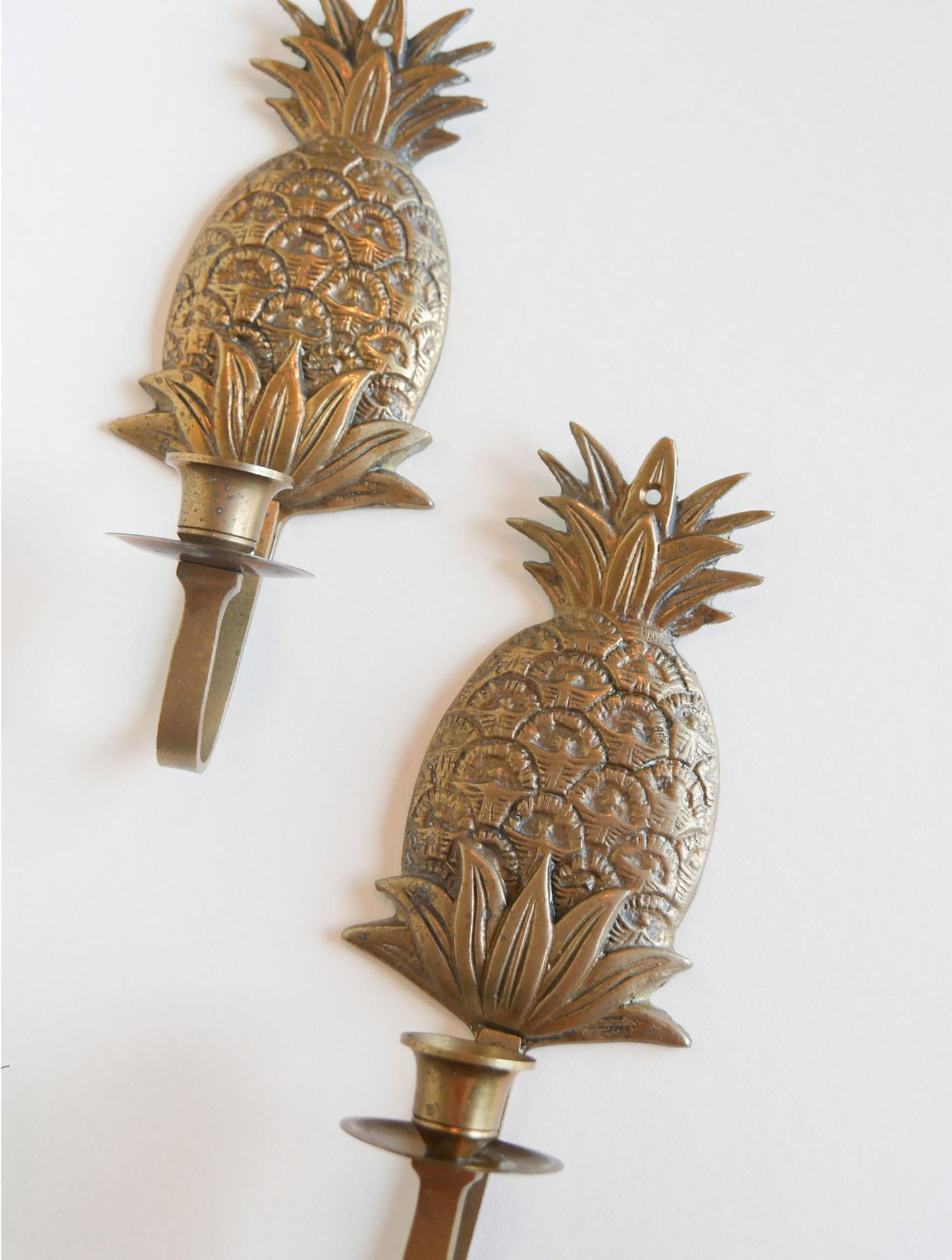 Pair of Vintage Brass Pineapple Candlestick Wall Scones Brass Pineapple Wall Decor Brass Candlestick Holders Brass Beach Decor