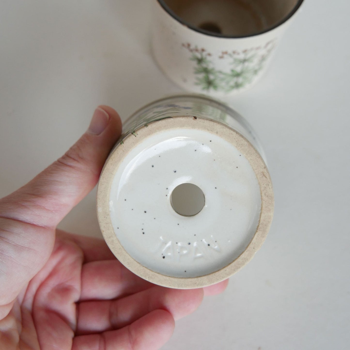 Vintage Takahashi Speckled Stoneware Mini Flower Pots