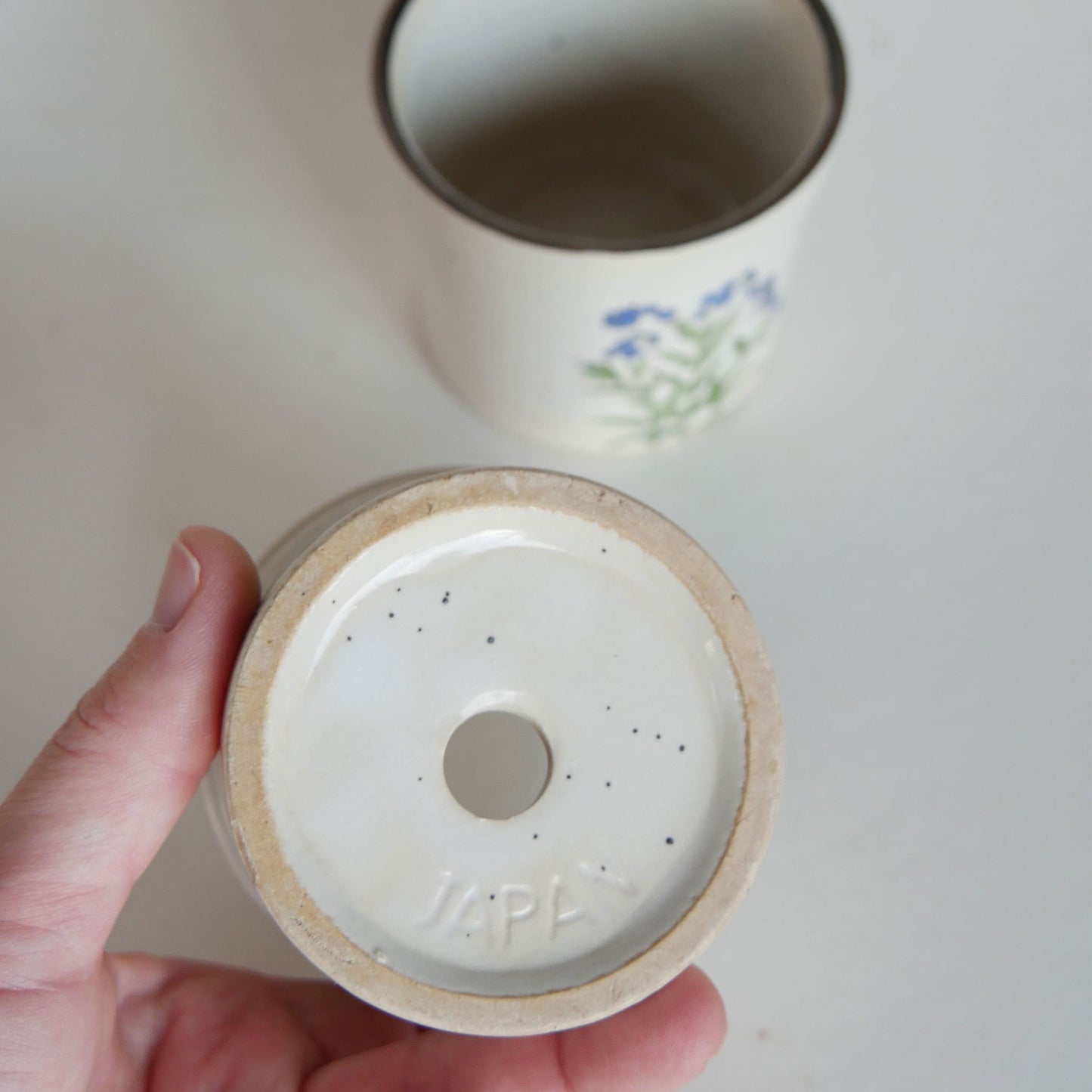 Vintage Takahashi Speckled Stoneware Mini Flower Pots