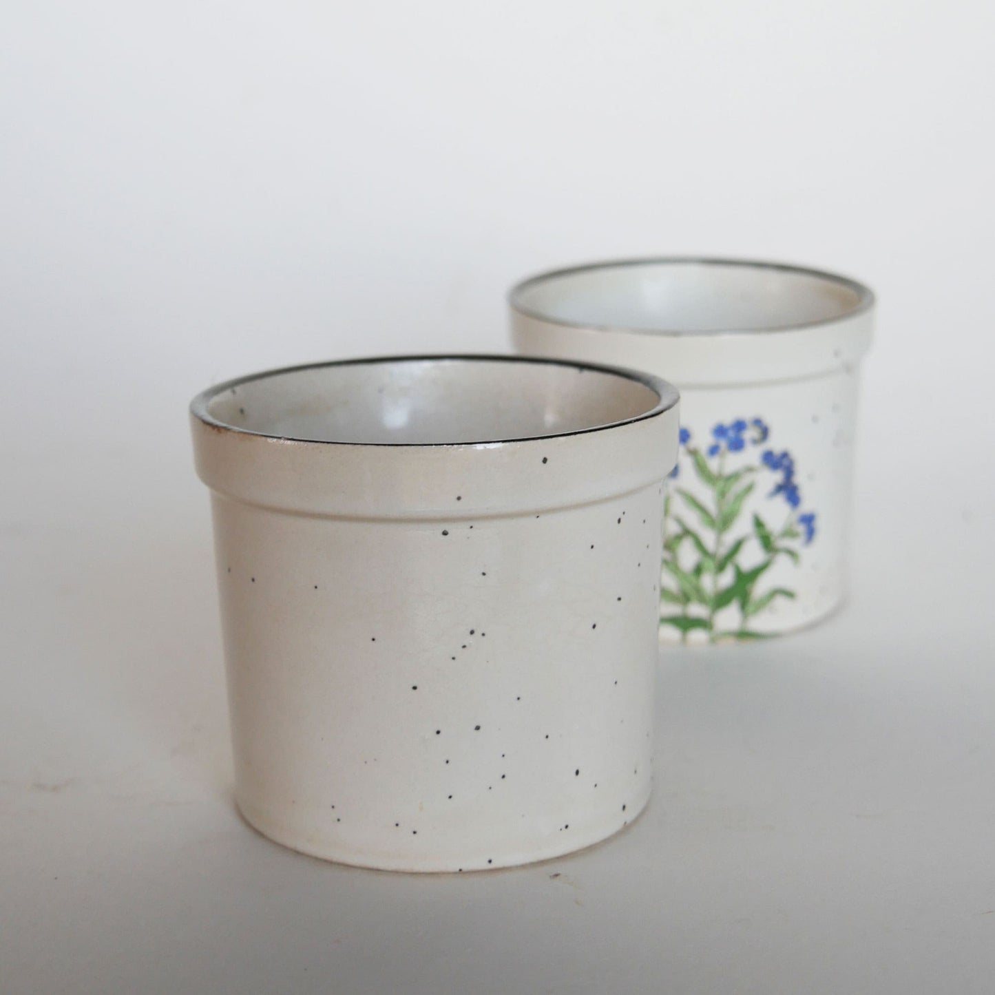 Vintage Takahashi Speckled Stoneware Mini Flower Pots