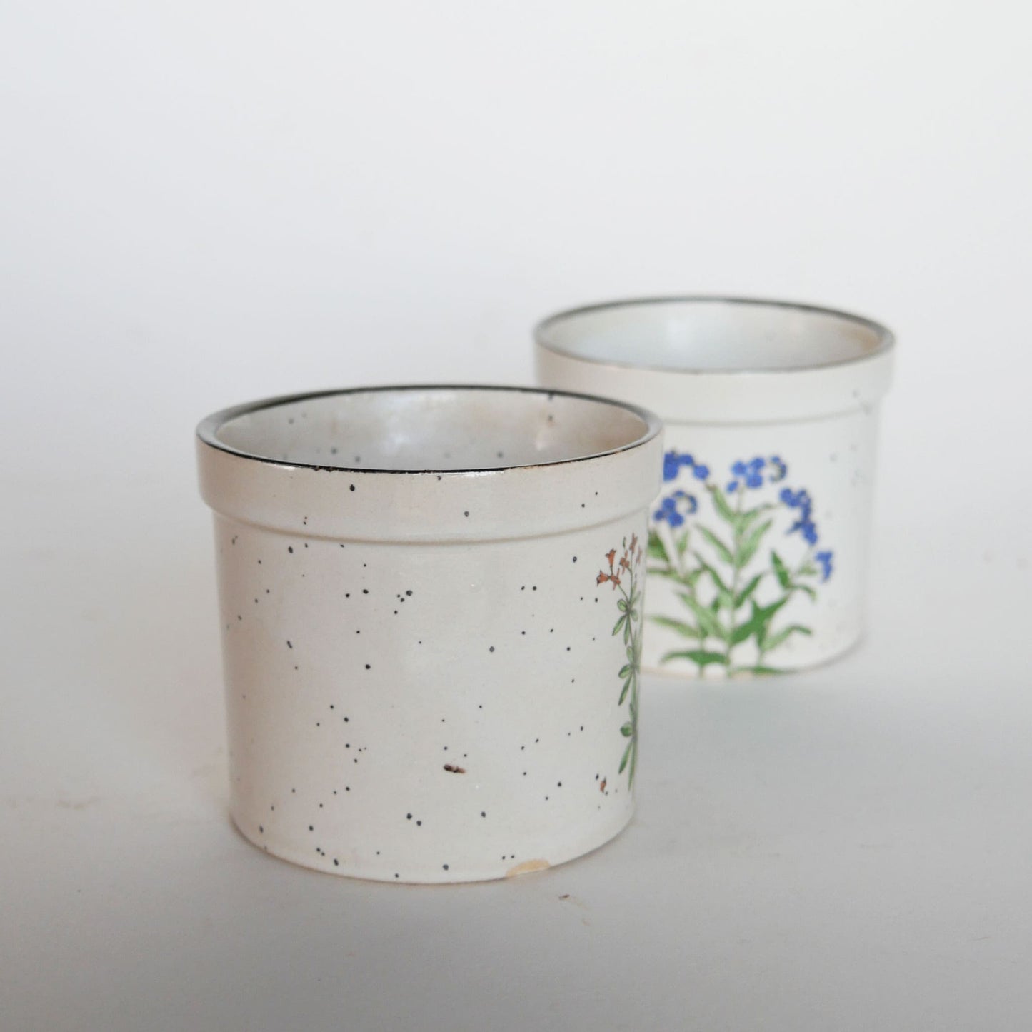 Vintage Takahashi Speckled Stoneware Mini Flower Pots