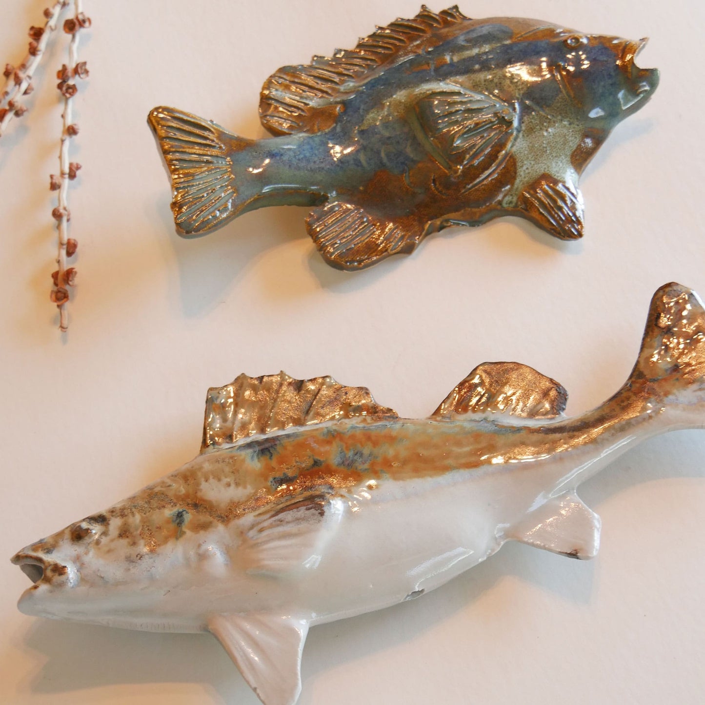 Bluegill Walleye Pottery Fish Wall Decor, 9in Pottery Walleye Fish Nautical Decor Nautical Pottery Coastal Pottery Nautical Fish Decor Ceramic Fish Decor