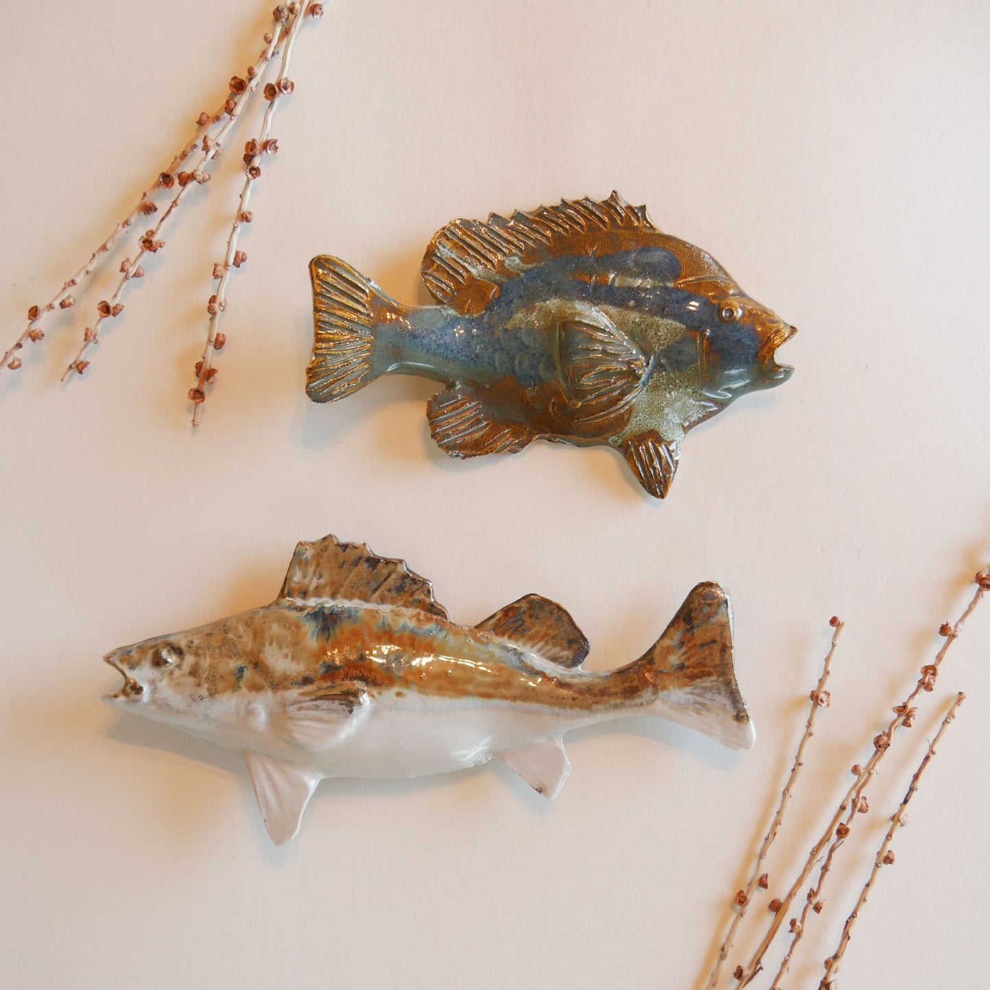 Bluegill Walleye Pottery Fish Wall Decor, 9in Pottery Walleye Fish Nautical Decor Nautical Pottery Coastal Pottery Nautical Fish Decor Ceramic Fish Decor