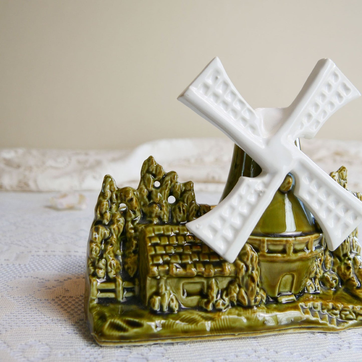 Shawnee Pottery Dutch Windmill House Planter, Vintage Olive Green Windmill Pottery Planter, Vintage Olive Green Pottery