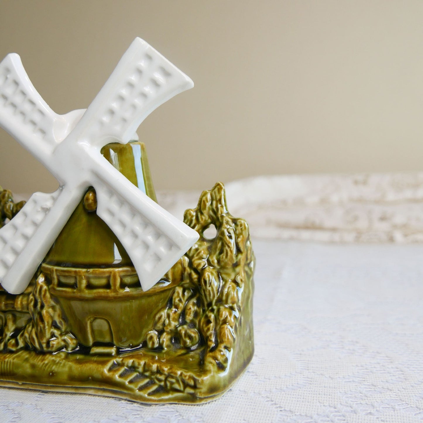 Shawnee Pottery Dutch Windmill House Planter, Vintage Olive Green Windmill Pottery Planter, Vintage Olive Green Pottery