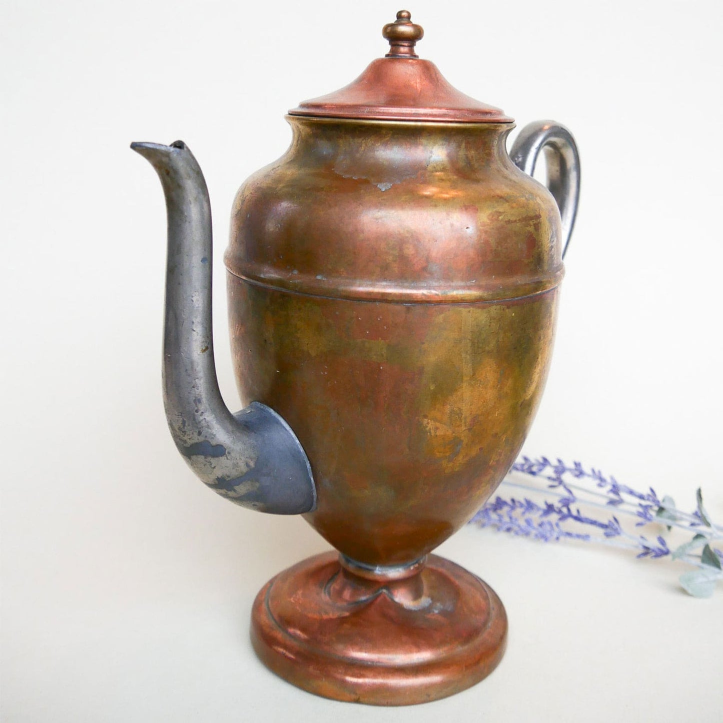 Vintage Silver Plated Copper Teapot 10in, English Vintage Teapot, Vintage Copper Teapot, Antique Copper Teapot Vintage Home Decor 7