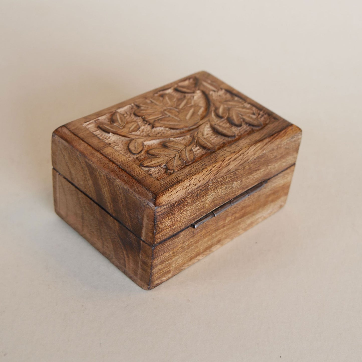 Vintage Floral Carved Wooden Jewelry Box, Vintage Carved Wooden Box, Small Vintage Floral Carved Wooden Box