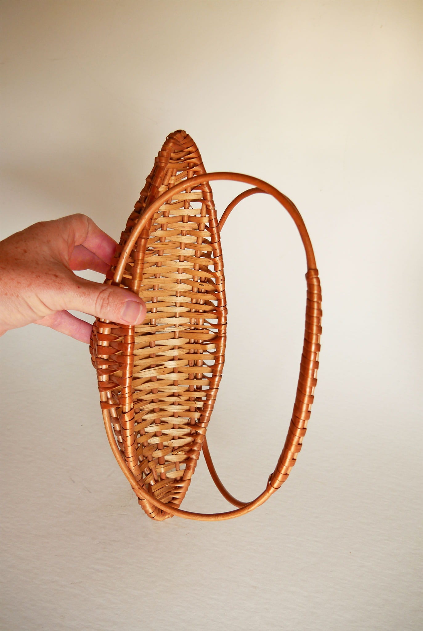 Small Oval Boat Shaped Basket, Vintage Chinese Basket, Vintage Farmhouse Basket, Vintage Cottage Basket, Vintage Cottagecore Basket, Vintage Baskets, Vintage Handle Baskets