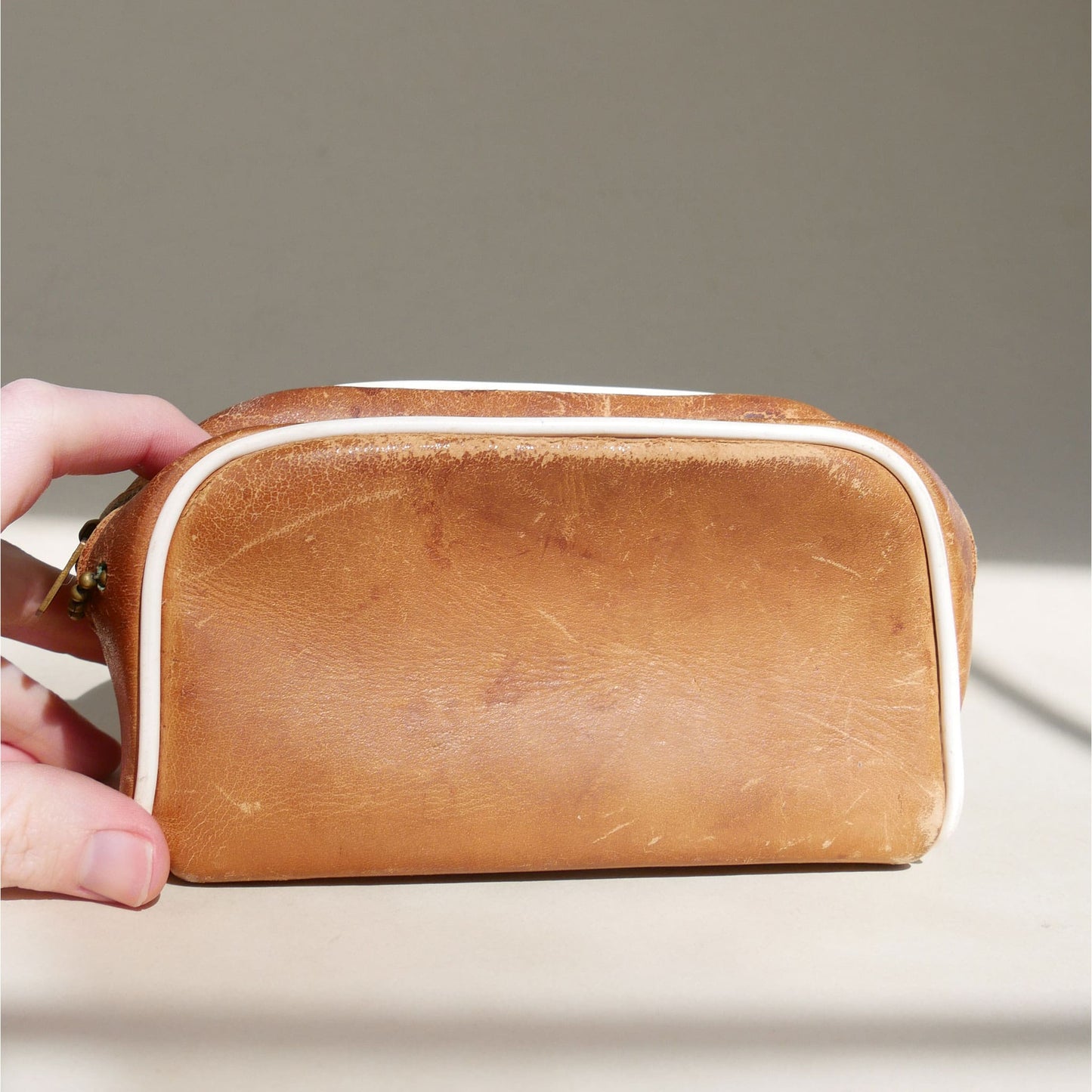 Vintage Men's Small Leather Toiletry Bag, Vintage Mens Bag, Vintage Leather Bag