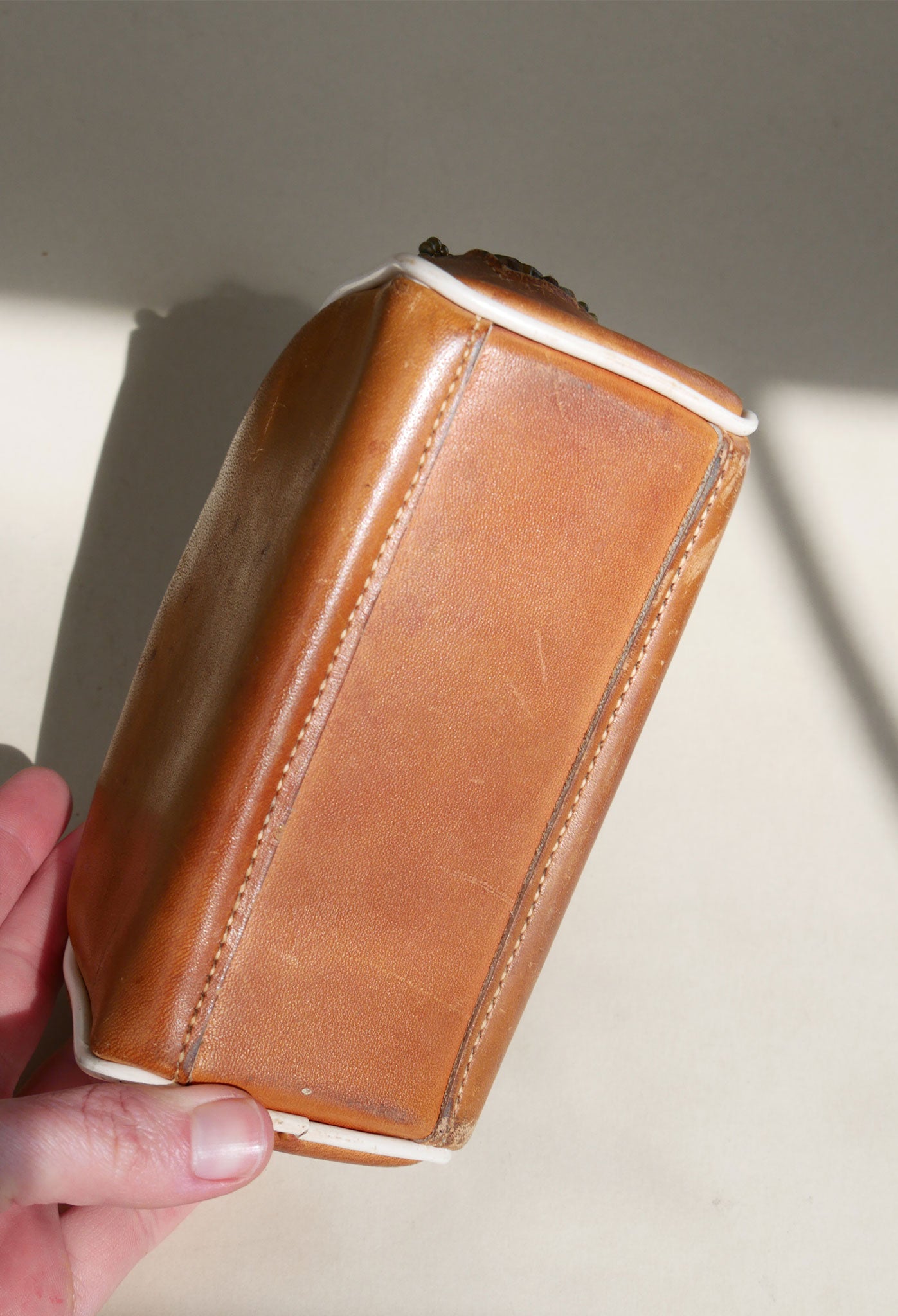 Vintage Men's Small Leather Toiletry Bag, Vintage Mens Bag, Vintage Leather Bag