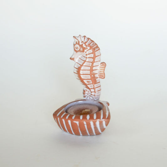Terracotta Seahorse Tea Candle Holder Nautical Decor Coastal Decor Vintage Seahorse Decor Fish Decor