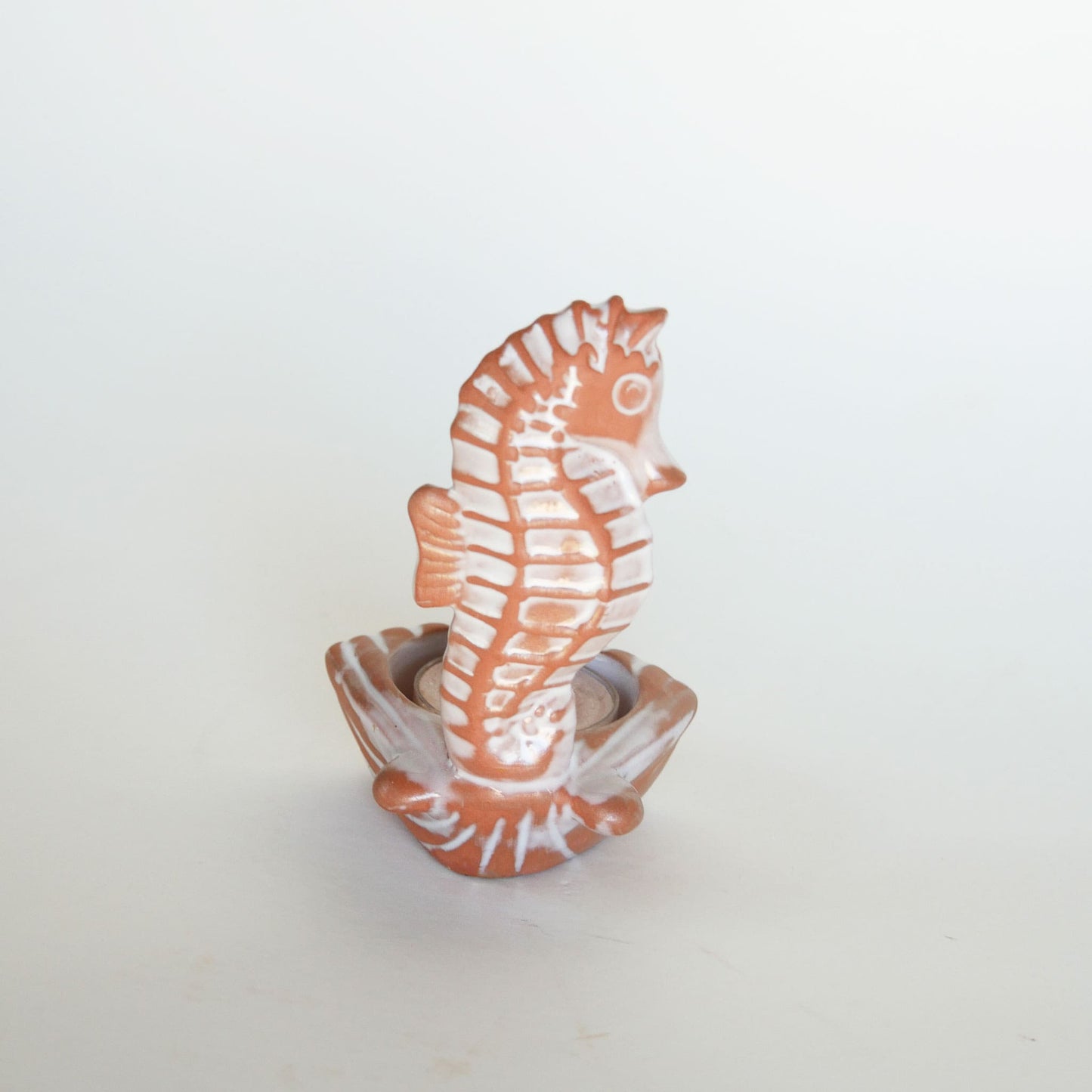 Terracotta Seahorse Tea Candle Holder Nautical Decor Coastal Decor Vintage Seahorse Decor Fish Decor