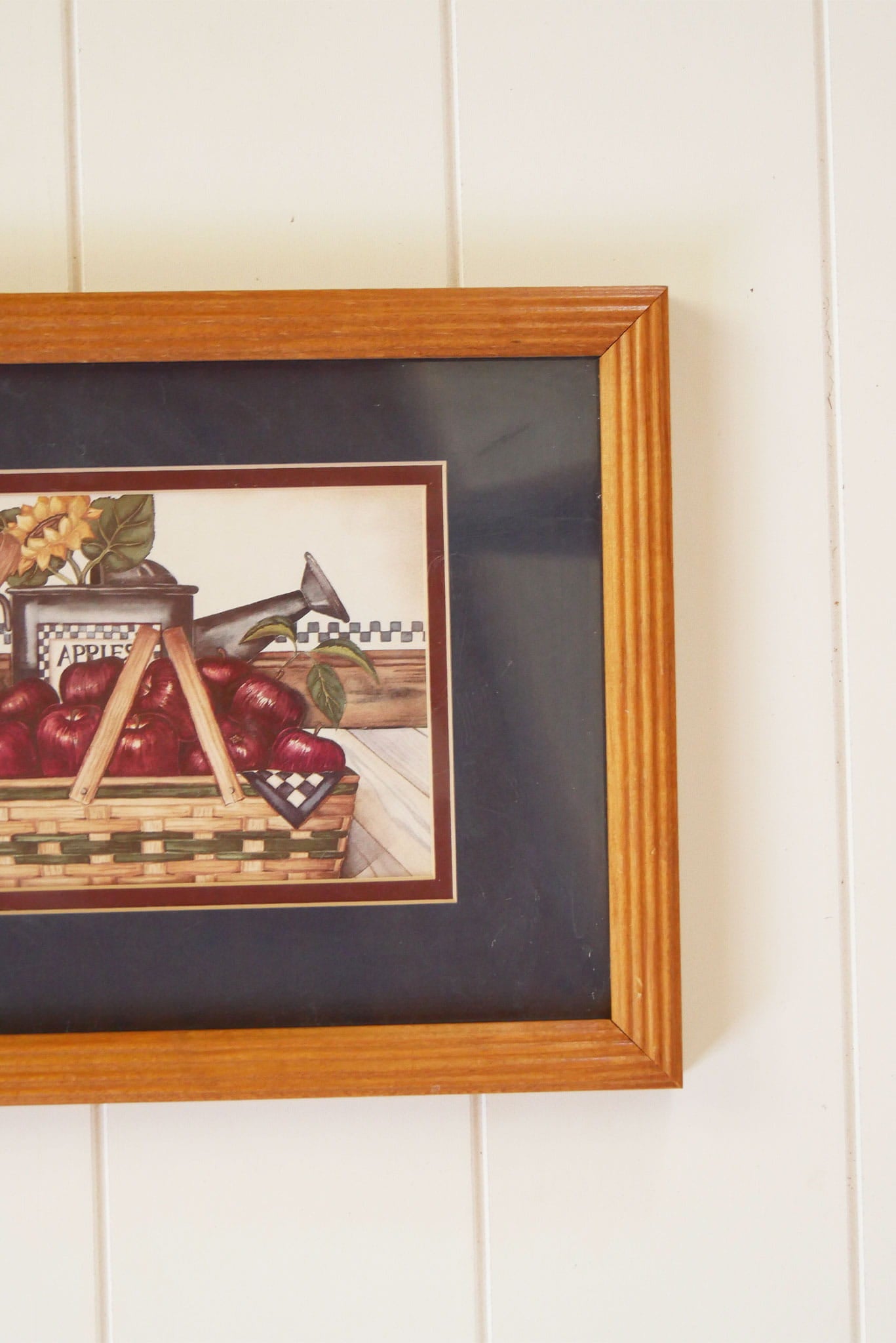 Vintage Home Interiors Framed Apple Print Vintage Country Farmhouse Wall Decor, Cottagecore Apple Art, Vintage Farmhouse Apple Art, Vintage Cottage American Flag Print, Vintage Farmhouse Apple Print