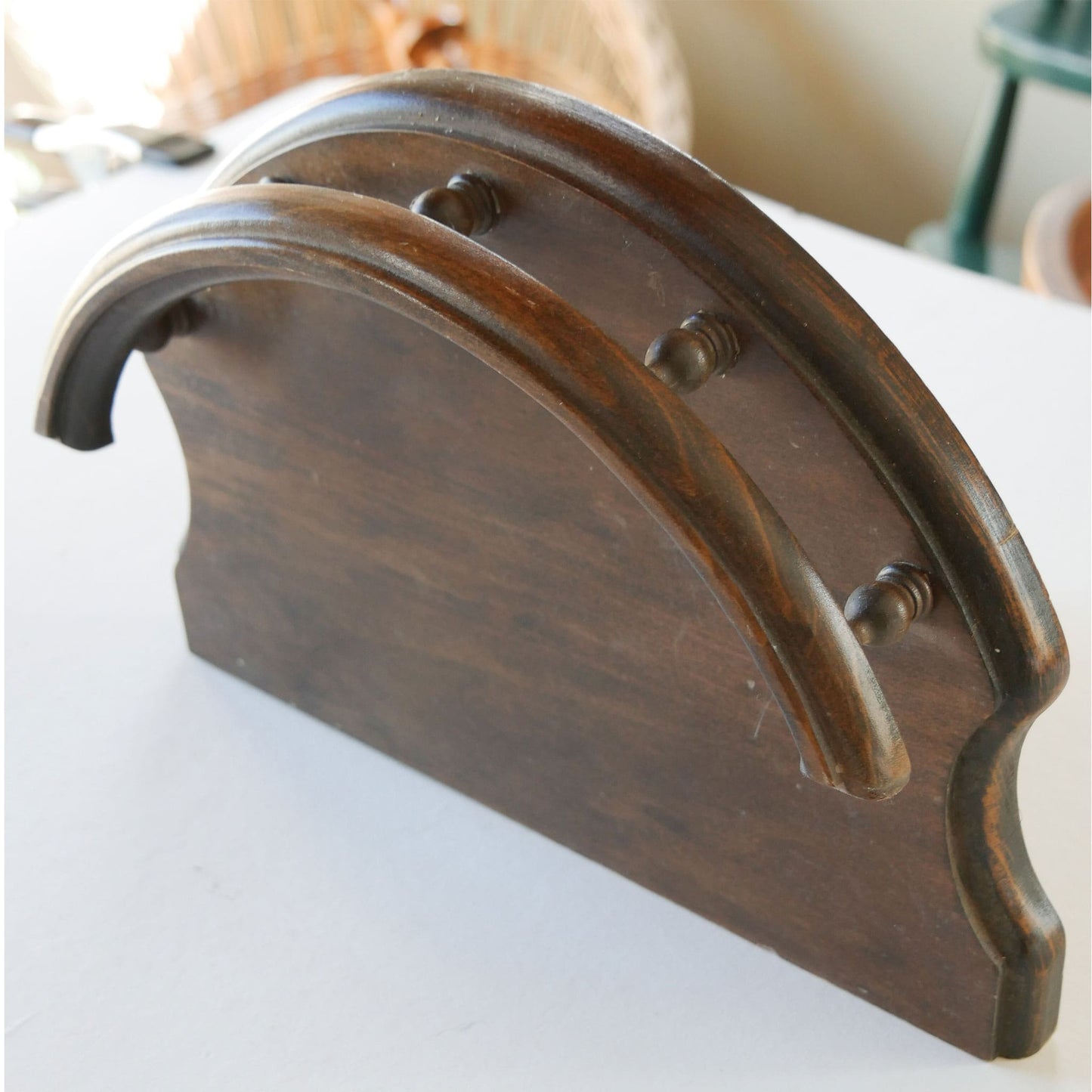 Vintage Wood Curio Shelf, Half Moon Spindle Rail Wall Shelf, Vintage Curio Shelf