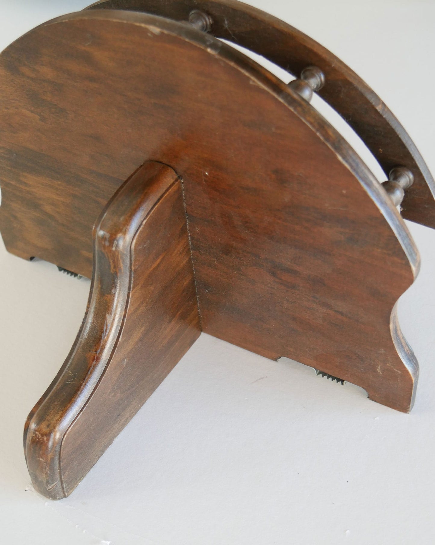 Vintage Wood Curio Shelf, Half Moon Spindle Rail Wall Shelf, Vintage Curio Shelf